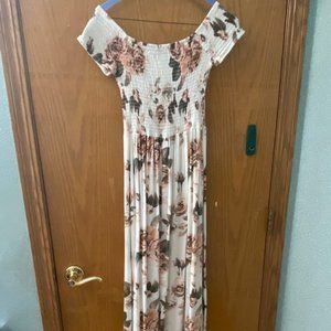 White sundress with pink flowers